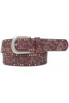 Ceinture pour femme avec rivets en strass style vintage - Largeur : environ 3,8 cm, rouge bordeaux, X-Large