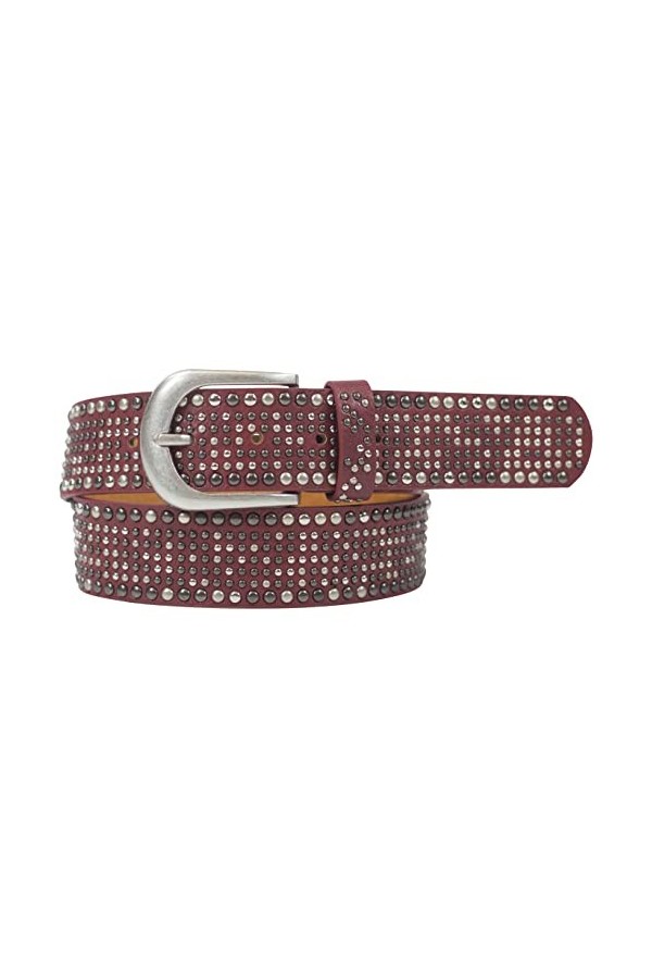 Ceinture pour femme avec rivets en strass style vintage - Largeur : environ 3,8 cm, rouge bordeaux, X-Large