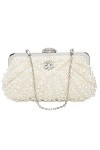 ORSERA Femmes perle strass chaîne sac sac de soirée embrayage mode sac à main fit partie, mariage, datant blanc 