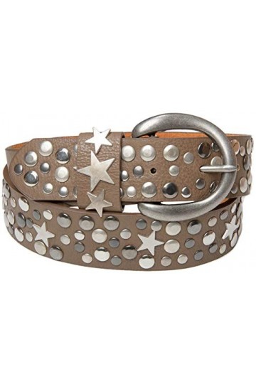 styleBREAKER Ceinture à rivets avec des étoiles dans un style vintage, longueur réglable 03010010, taille:95cm, couleur:Marro