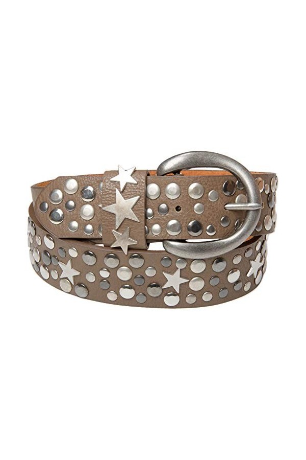 styleBREAKER Ceinture à rivets avec des étoiles dans un style vintage, longueur réglable 03010010, taille:95cm, couleur:Marro