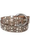 styleBREAKER Ceinture à rivets avec des étoiles dans un style vintage, longueur réglable 03010010, taille:95cm, couleur:Marro