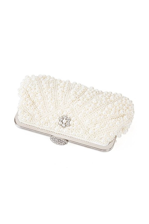 ORSERA Femmes perle strass chaîne sac sac de soirée embrayage mode sac à main fit partie, mariage, datant blanc