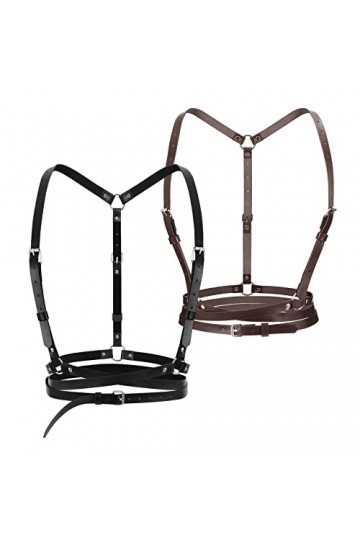 JasGood Punk Ceinture de taille pour femme en cuir PU noir Ceinture réglable avec cercle gothique pour fête Halloween Cosplay