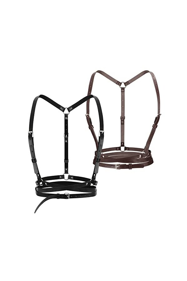 JasGood Punk Ceinture de taille pour femme en cuir PU noir Ceinture réglable avec cercle gothique pour fête Halloween Cosplay