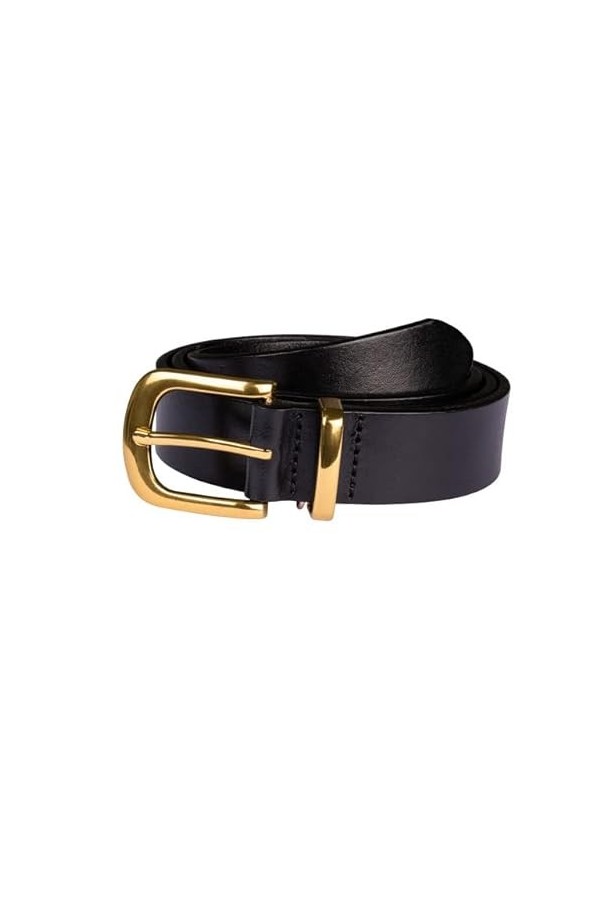 Petite Belle Ceinture Lucy classique en cuir noir Largeur 2,8 cm, noir/or, 90