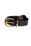 Petite Belle Ceinture Lucy classique en cuir noir Largeur 2,8 cm, noir/or, 90