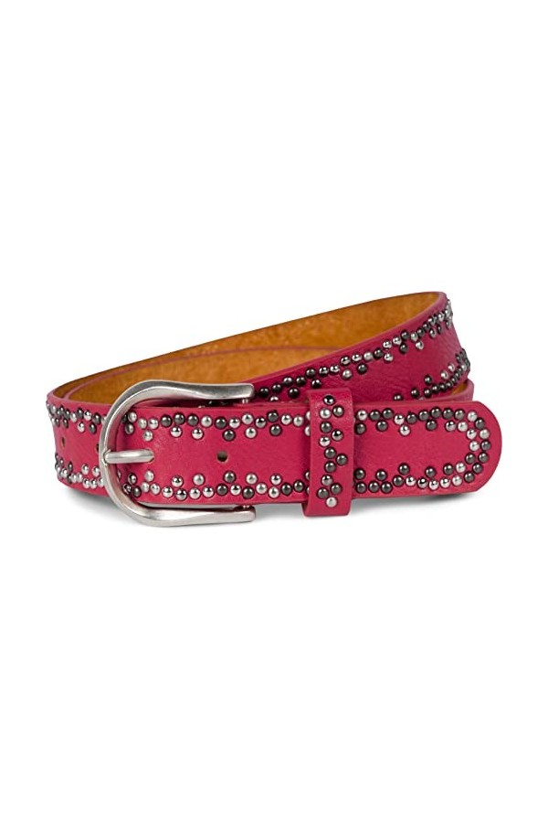 styleBREAKER Ceinture cloutée avec petits rivets multicolores, ceinture en cuir synthétique uni, raccourcissable, ceinture de