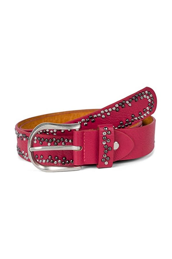 styleBREAKER Ceinture cloutée avec petits rivets multicolores, ceinture en cuir synthétique uni, raccourcissable, ceinture de