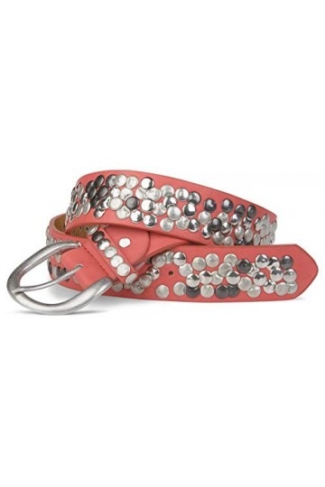 styleBREAKER Ceinture à rivets dans un style vintage, longueur réglable 03010024, taille:85cm, couleur:Rouge brun