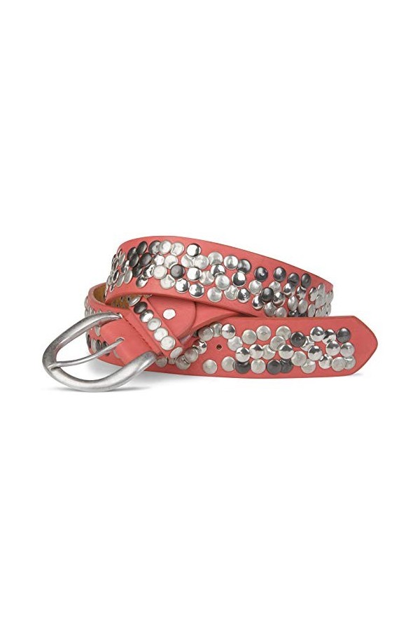 styleBREAKER Ceinture à rivets dans un style vintage, longueur réglable 03010024, taille:85cm, couleur:Rouge brun