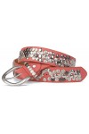 styleBREAKER Ceinture à rivets dans un style vintage, longueur réglable 03010024, taille:85cm, couleur:Rouge brun