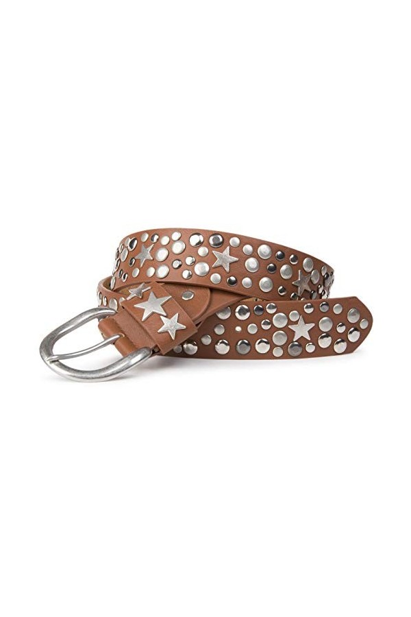 styleBREAKER Ceinture à rivets avec des étoiles dans un style vintage, longueur réglable 03010010, taille:95cm, couleur:Rouge