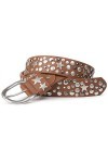 styleBREAKER Ceinture à rivets avec des étoiles dans un style vintage, longueur réglable 03010010, taille:95cm, couleur:Rouge
