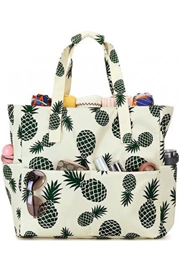 LEDAOU Grand sac de plage avec fermeture éclair pour femme, étanche, sac de transport, sac à bandoulière, sac de transport, s