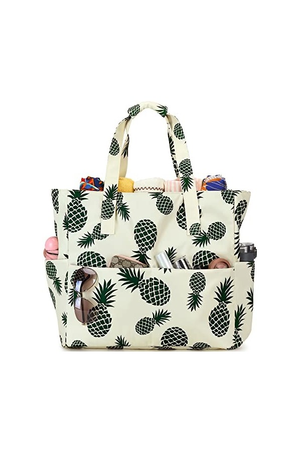 LEDAOU Grand sac de plage avec fermeture éclair pour femme, étanche, sac de transport, sac à bandoulière, sac de transport, s