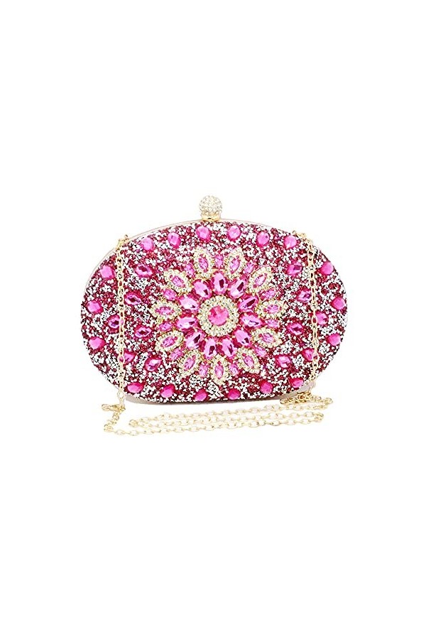 Portefeuille multicolore avec perles et strass pour femme - Sac de soirée de mariage - Pochette en cristal avec fleur, multic