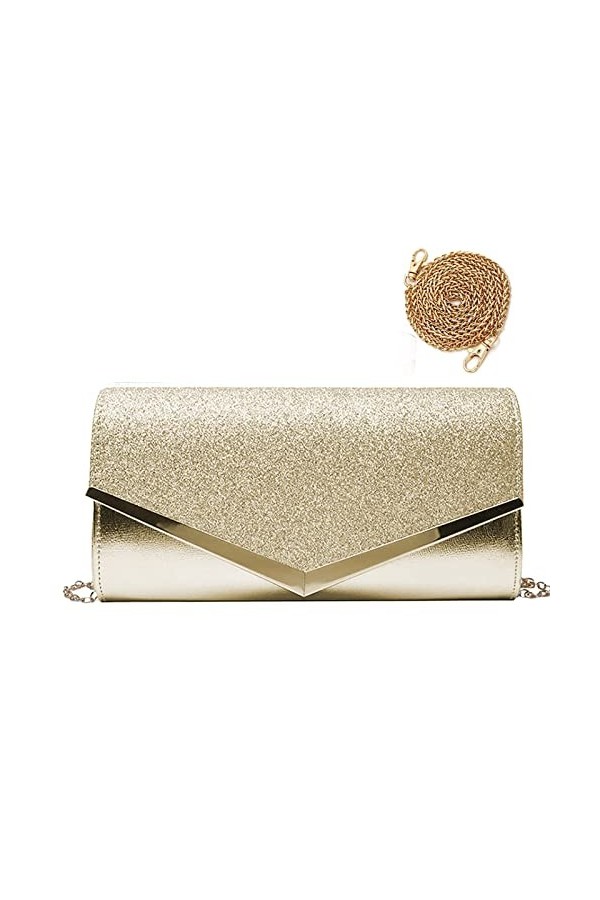 Pochette de soirée à paillettes brillantes avec chaîne, sac à main de soirée en forme denveloppe, sac à bandoulière pour mar