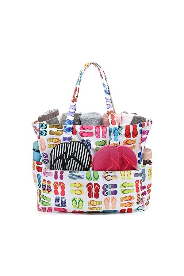 LEDAOU Grand sac de plage avec fermeture éclair pour femme, étanche, sac de transport, sac à bandoulière, sac de transport, s