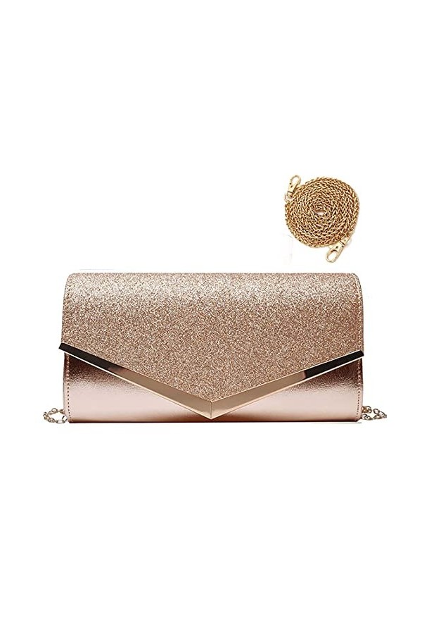 Pochette de soirée à paillettes brillantes avec chaîne, sac à main de soirée en forme denveloppe, sac à bandoulière pour mar