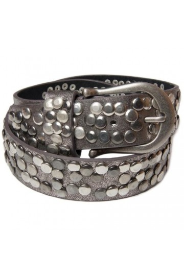 styleBREAKER Ceinture cloutée dans le style vintage, raccourcie 03010008, couleur:Gris antique, taille:80cm