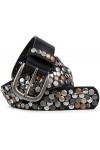 styleBREAKER Ceinture style vintage, différents rivets et strass, longueur ajustable, femmes 03010051, couleur:Noir/Cuivre, t