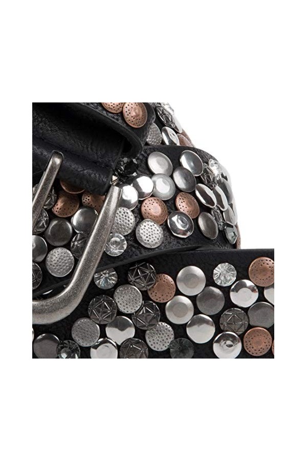 styleBREAKER Ceinture style vintage, différents rivets et strass, longueur ajustable, femmes 03010051, couleur:Noir/Cuivre, t
