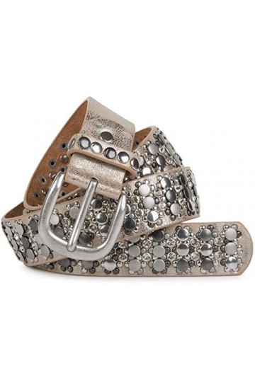 styleBREAKER Ceinture élégante au design vintage avec des rivets et des strass, ajustable, femme 03010052, couleur:Beige anti