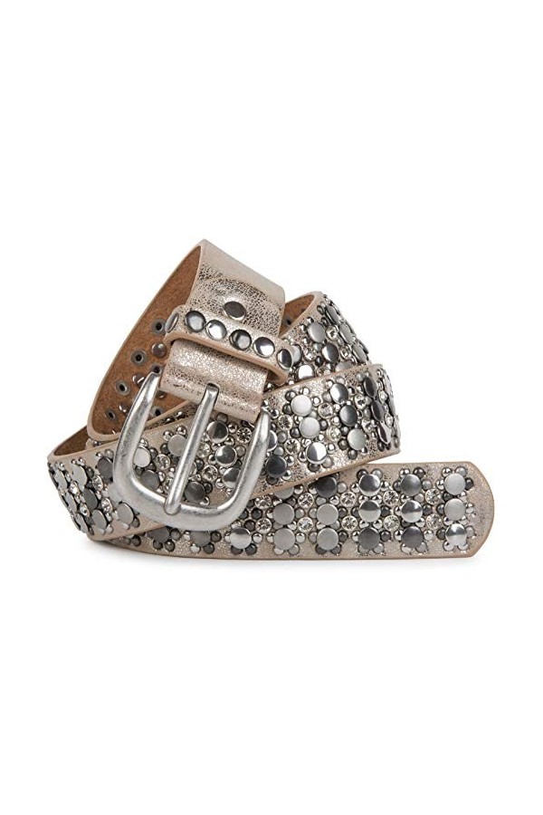 styleBREAKER Ceinture élégante au design vintage avec des rivets et des strass, ajustable, femme 03010052, couleur:Beige anti