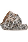 styleBREAKER Ceinture élégante au design vintage avec des rivets et des strass, ajustable, femme 03010052, couleur:Beige anti