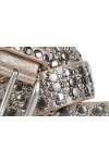 styleBREAKER Ceinture élégante au design vintage avec des rivets et des strass, ajustable, femme 03010052, couleur:Beige anti