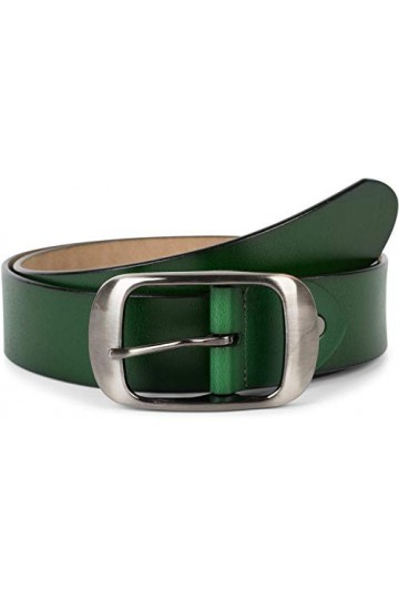 styleBREAKER ceinture en cuir véritable uni avec surface brillante et grosse boucle, longueur ajustable, unisexe 03010104, ta