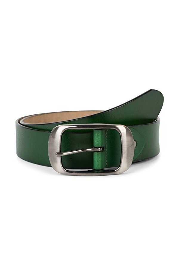 styleBREAKER ceinture en cuir véritable uni avec surface brillante et grosse boucle, longueur ajustable, unisexe 03010104, ta