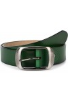 styleBREAKER ceinture en cuir véritable uni avec surface brillante et grosse boucle, longueur ajustable, unisexe 03010104, ta