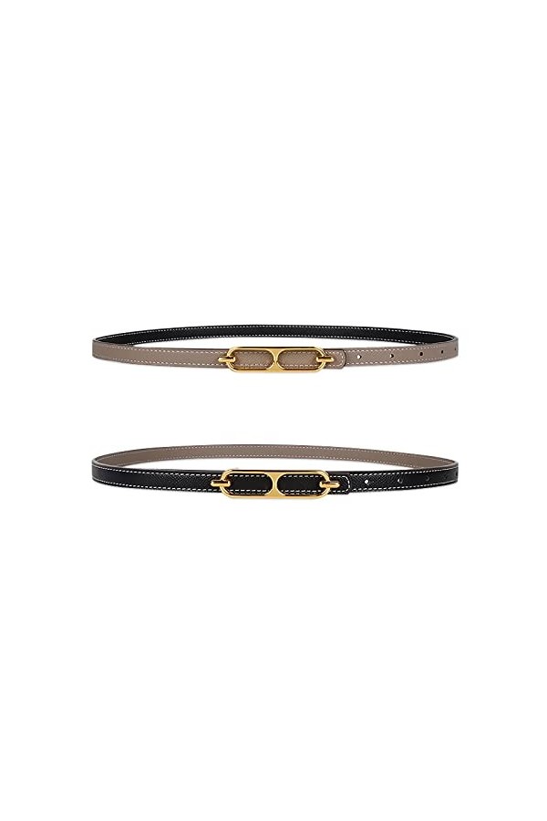 LumiSyne Femme Ceinture En Cuir Réversible Bicolore Ceinture Fine Boucle Ardillon Ajustable Ceinture Ceinture Décorative Jean