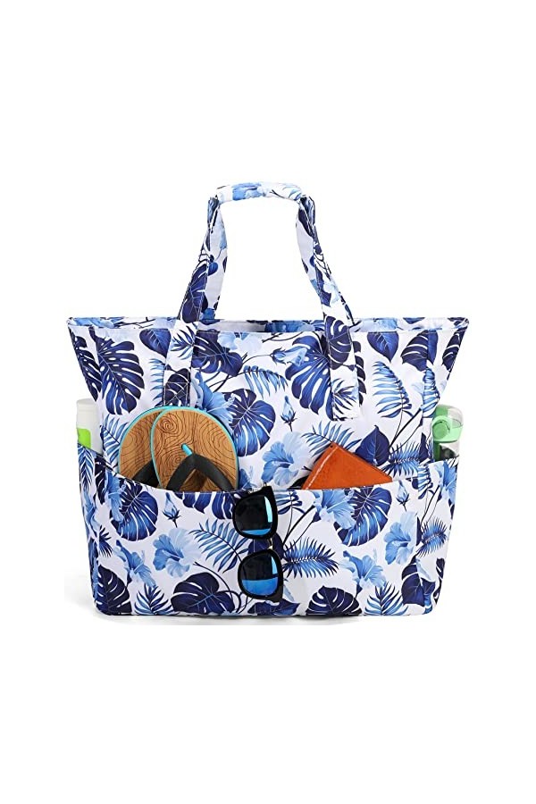 LEDAOU Grand sac de plage avec fermeture éclair pour femme, étanche, sac de transport, sac à bandoulière, sac de transport, s