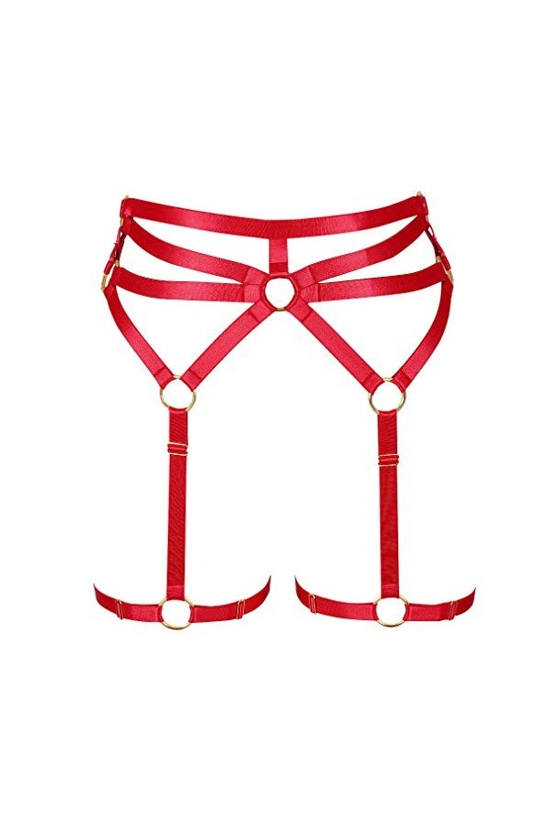 PETMHS Harnais de jambe punk pour femme - Ceinture porte-jarretelles - Sangle de corps - Cadre de cage - Lingerie Harajuku go