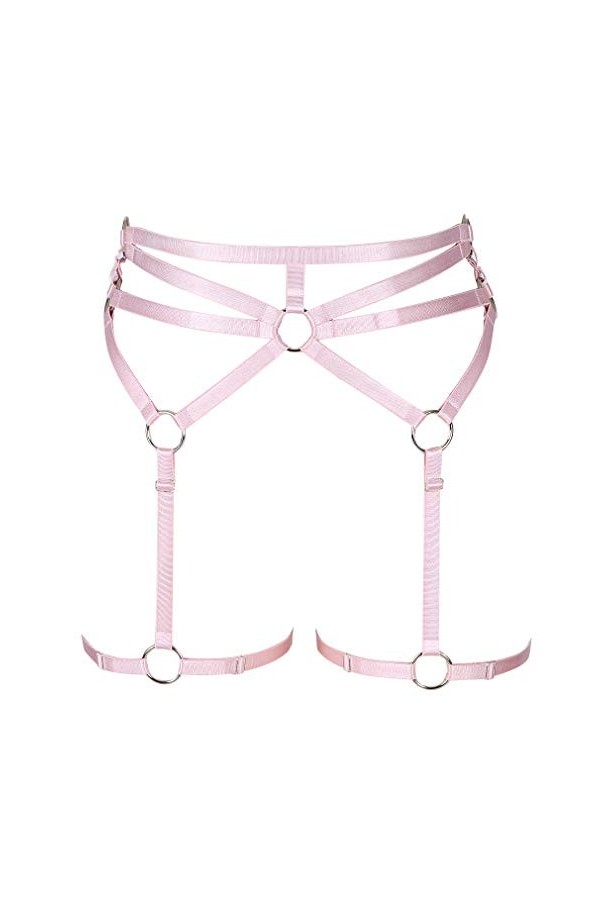 PETMHS Harnais de jambe punk pour femme - Ceinture porte-jarretelles - Sangle de corps - Cadre de cage - Lingerie Harajuku go