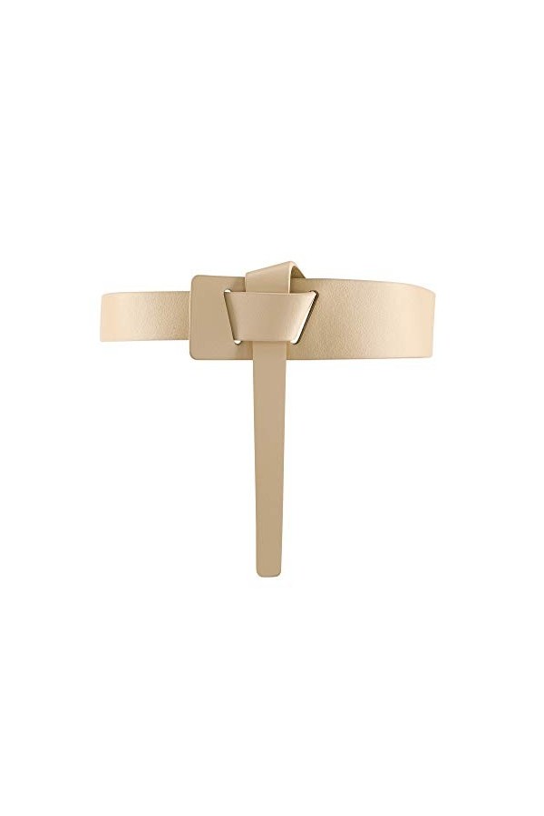 CHIC DIARY Ceinture à nœud tendance pour femme en cuir de vachette PU à nouer sans boucle, beige, taille unique