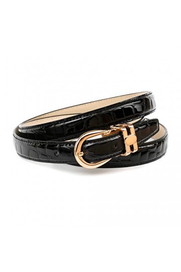 Anthoni Crown Ledergürtel Ceinture, Noir, 110 cm Femme