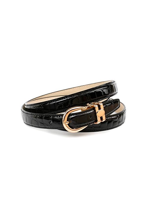 Anthoni Crown Ledergürtel Ceinture, Noir, 110 cm Femme