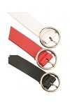 sourcing map trou oeillet cloutés ceinture pu Boucle broche simple large 28 mm 1 1/8 Noir + rouge + blanc Jusquà 35 pouces