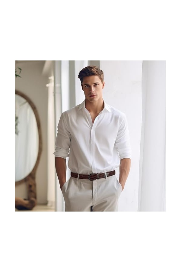 Awlyfm Ceinture élastique élastique en tissu de grande taille - Ceinture unisexe - 120-170 cm - Noir marron, marron, XXX-Larg