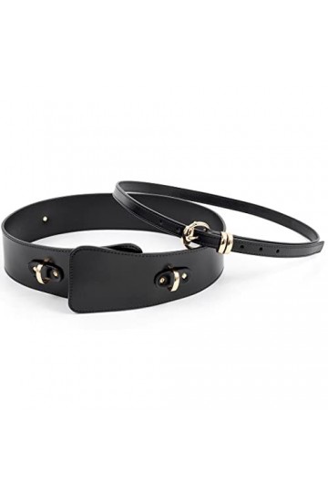 Sethexy Aux femmes Cuir Ceintures Sétirer brun Ceinture Élastique avec du métal Épingler Boucle Cuir Mode Ceinture Double us