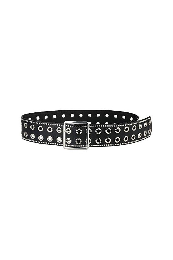 Allegra K Ceinture large à œillets pour femmes pour robes Boucle ardillon en métal Noir 58-84cm/22.83-33.07"