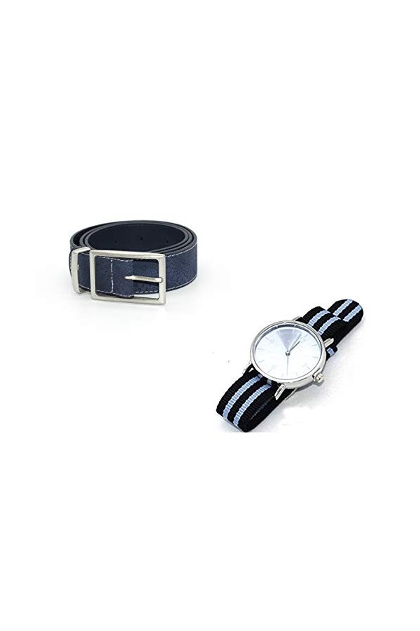 OpenProm Pack cadeau femme ceinture ERRE DE Raso Carey bleu + montre Puig Doria Marine 