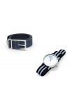 OpenProm Pack cadeau femme ceinture ERRE DE Raso Carey bleu + montre Puig Doria Marine 