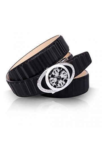 Anthoni Crown Ledergürtel Ceinture, Noir, 80 cm Femme