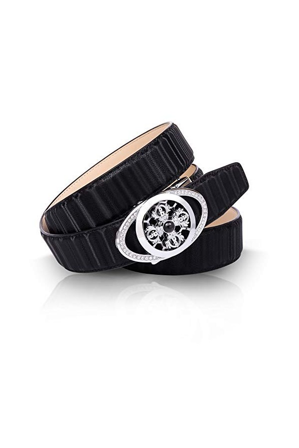 Anthoni Crown Ledergürtel Ceinture, Noir, 80 cm Femme