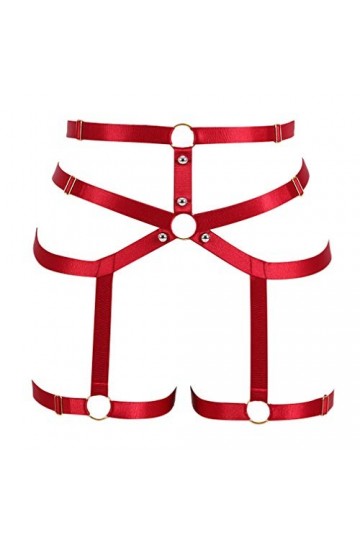 Bansgoth Ceinture porte-jarretelles en tissu extensible pour femme - Rouge - Taille Unique